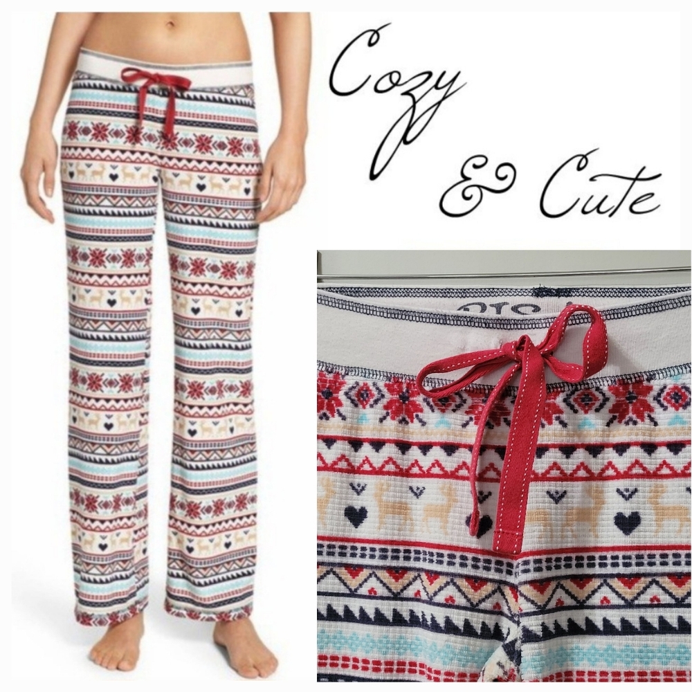 P.J. Salvage Soft Fleece Fair Isle Pajama Lounge Pant Size Small